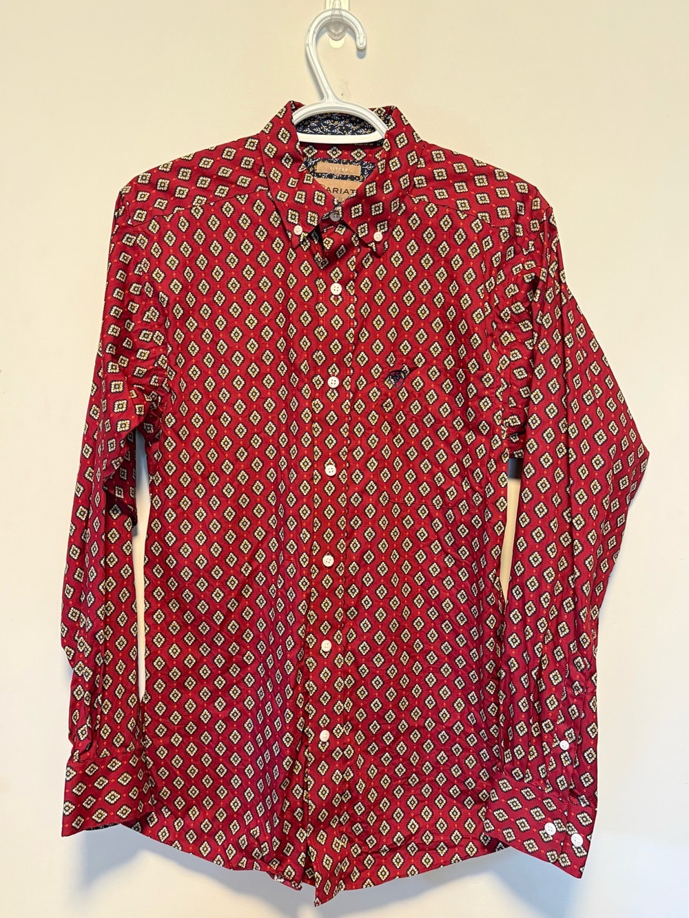 Ariat Men's Red Diamond-Print Button-Down Shirt